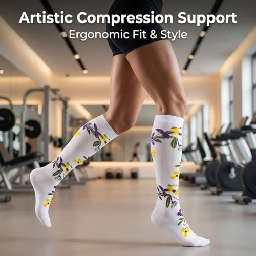 Image of LEOSTEP Compression Socks for Women and Men Circulation, Knee High Stockings Support for Nurses, Cycling, Hiking, Running