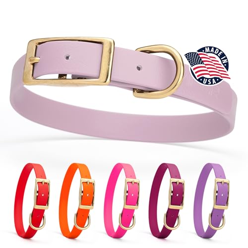 Image of Viper Biothane Heavy Duty Waterproof Dog Collar Strong Coated Nylon Webbing w /Solid Brass Hardware Odor-Proof for Easy Care to Clean High Performance Fits Small Medium or Large Dogs, Pastel Purple