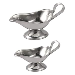 Hemoton Jus Boot Roestvrijstalen Saus Boot 2 Stks Kerkschenker Schotel Saus Kruik Room Suiker Gerechten Creamer Werper Kruiden Container Voor Saladedressings Melk Bouillon Creamer