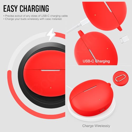 Image of Silicone Case Cover Compatible for OnePlus Buds 4 -Red