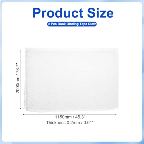 PATIKIL 79x45 Buchbindetuch, 2er-Pack Buchbindetuch Reparaturtuch Buchbindetuch für Buchbinden Buchkunst Nähen DIY Handwerk, Weiß