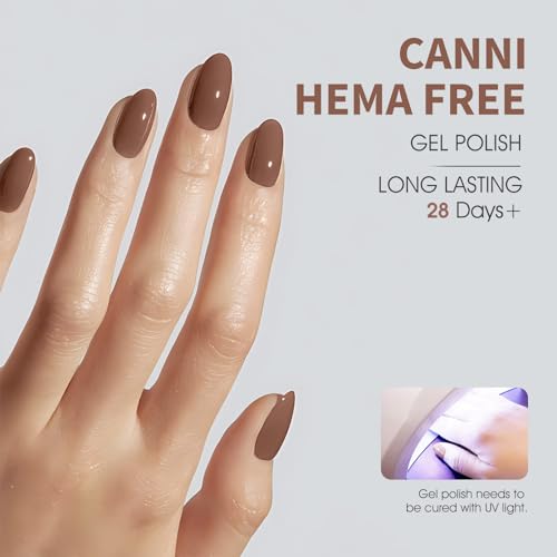 CANNI Brown Gel Nail Polish, 1Pcs Brown Fall Winter Gel Polish Chocolate Brown Color Nail Polish Gel High Gloss Soak Off U V Gel Nail French Nail Manicure Salon DIY - Image 4