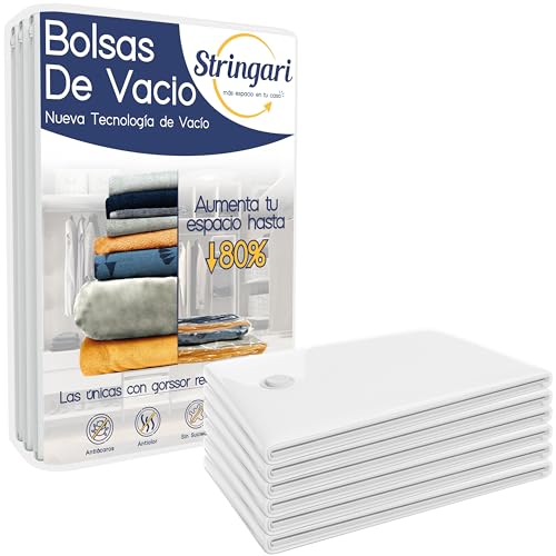 Stringari Bolsas Vacio Ropa paquete de 6 piezas S 60x40 - Bolsas al Vacio Ropa Premium Quality para almacenamiento