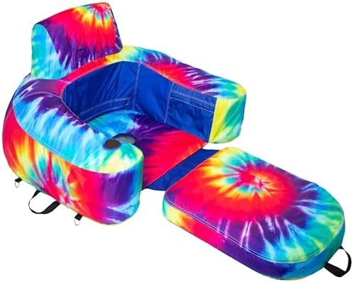 Freetime Fun Pool Lounger Inflatable Pool Floats for Adults Tanning Pool Float Lounge Chair 70inx40in Heavy Duty Nylon Pool Raft 2in1 Convertible Chair and Lounger - Floats for Swimming Pool