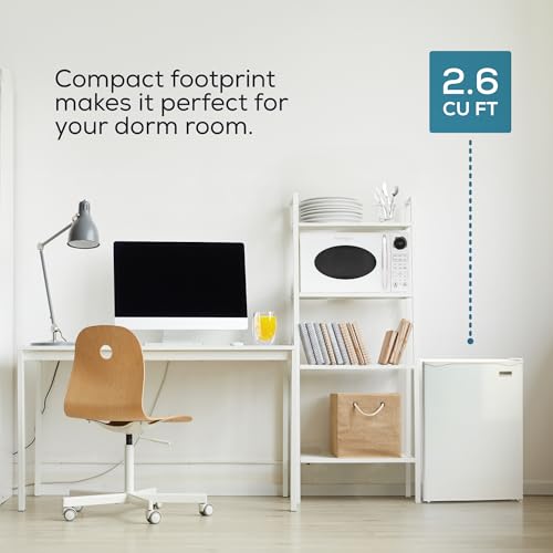 Image of Igloo 2.6 Cu.Ft Mini Fridge with Freezer- Single Door Compact Refrigerator with Glass Shelves for Homes, Dorms & Offices- Keep Snacks, Drinks & Frozen Foods Cool with Temperature Control Fridge- White