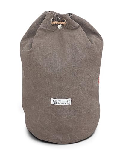 Image of The House of tara Distressed Canvas Backpack /Rucksack for Unisex | 20 Litres | Casual Cotton Bag with Spacious Compartment & Drawstring Strap | Suitable for Everyday Essentials
