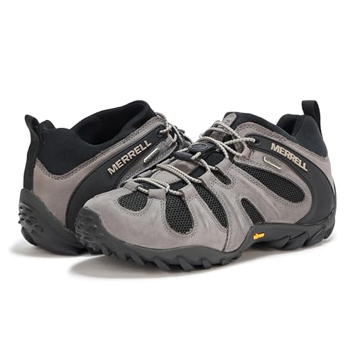 Image of Merrell Men's Chameleon 8 Stretch Tactical Work Shoes, Waterproof Nubuck & Mesh Upper Ultra-Lightweight Hiking Combat Boots