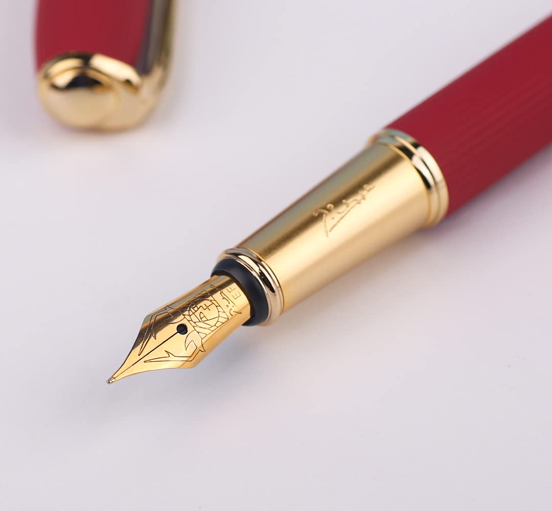 Picasso 916 Natural Series Stylo plume en métal avec coffret cadeau (pointe F 0,35 mm, rouge érable)
