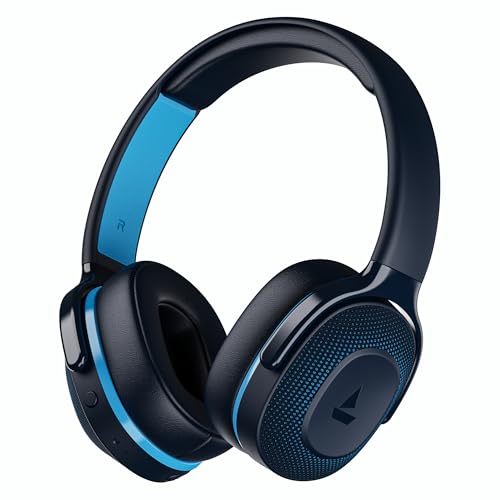 Image of Boat Rockerz 413, 60H Battery, 40Mm Drivers, Dual Pair,ENx Tech, Low Latency, Stream Ad Free Music via App Support, Bluetooth Headphones, Wireless Over Ear Headphone with Mic (Oceana Blue)