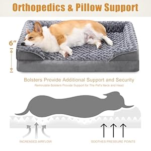 KSIIA-Orthopedic-Dog-Bed-Medium-Size-Dog-Couch-Waterproof-Dog-Bed-Washable-Dog-Bed-Egg-Foam-Pet-Bed-with-Removable-Bolster-Nonskid-Bottom-Medium-Dog-Bed-Sofa-29-x-18-x-6-Inch-Grey - Cucciolini Doodles   KSIIA-Orthopedic-Dog-Bed-Medium-Size-Dog-Couch-Waterproof-Dog-Bed-Washable-Dog-Bed-Egg-Foam-Pet-Bed-with-Removable-Bolster-Nonskid-Bottom-Medium-Dog-Bed-Sofa-29-x-18-x-6-Inch-Grey