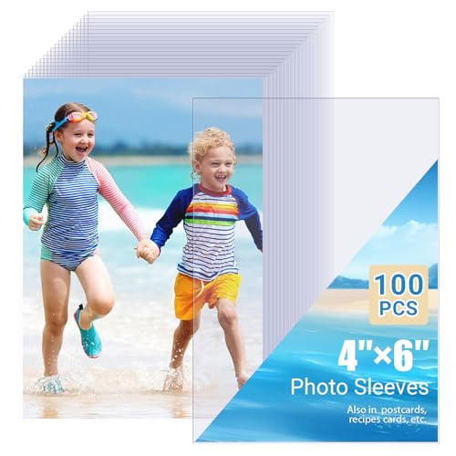 100 Stück Fotohüllen 10x15 cm (4x6 Zoll) – Wasserdichte Top-Loading Klarsichthüllen für Fotos, Postkarten & Rezepte – Klare PP-Plastikfolien, Staub- & Fingerabdruckresistent