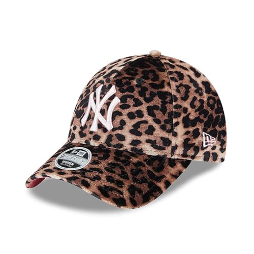 New Era Women MLB 9FORTY Velours Leopard Cap New York Yankees White Logo