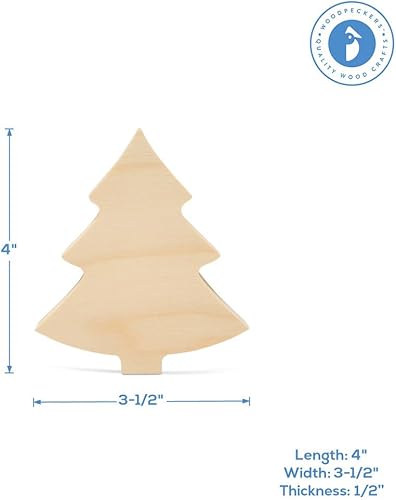 Miniatura 6 de Árbol de Navidad grueso de 4 pulgadas, paquete de 10 decoraciones de Navidad de madera, recortes en forma de pino para aula y decoración de
