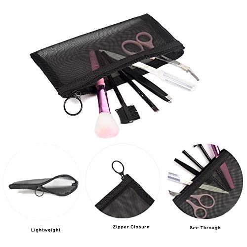 Image of Patu Zipper Mesh Bags, Beauty Makeup Cosmetic Accessories Organizer, Travel Toiletry Kit Set Storage Pouch, 5 Pieces, Black, Black, 7.9 x 4 Inch