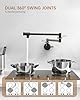 Fransiton Matte Black Pot Filler, Pot Filler Faucet Wall Mount, Brass Folding Stretchable with Double Joint Swing Arm Single Hole Two Handles Kitchen Restaurant