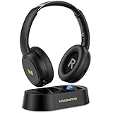 Monster TVlink 300 Wireless Headphones, TV Headphones Wireless for Seniors with Transmitter Charging Base, Over Ear Headphones with Bluetooth 5.3, 45H Playtime, No Audio Delay, Comfortable Fit, Black