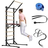 Freestanding Wall Bars with Pull Up Bar & Dip Station, 228 cm Power Tower without Wall Mounting, Home Power Station 150 kg Load Capacity