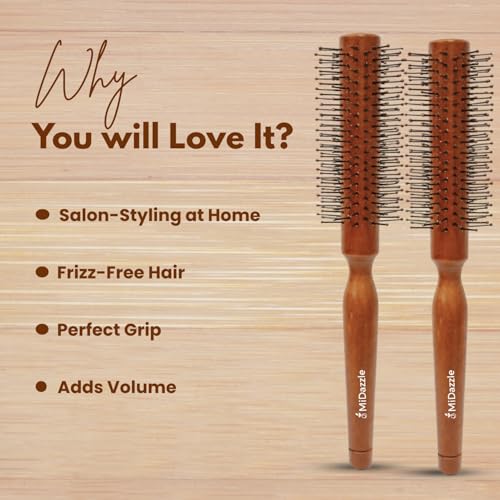 Image of Midazzle Wooden Bold Hair Brush for Women & Men | Natural Wooden Bristles Scalp Massage Comb | Anti-Static, Reduces Frizz & Hair Fall | Detangling Paddle Brush for Thick, Curly & Straight Hair (MIHB0047) (MIHB0045)