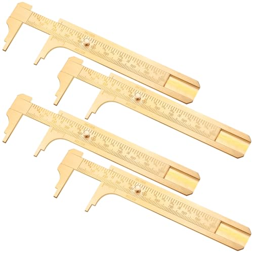 Konohan 4 Pcs Brass Pocket Caliper Double Scale Mini Tool for Jewelry