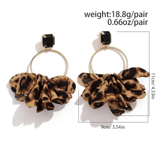 Chunky Leopard Dangle Drop Earrings for Women Statement Leopard Print 80/90s Earrings Exaggeration Cloth Costume Jewelry Gift2