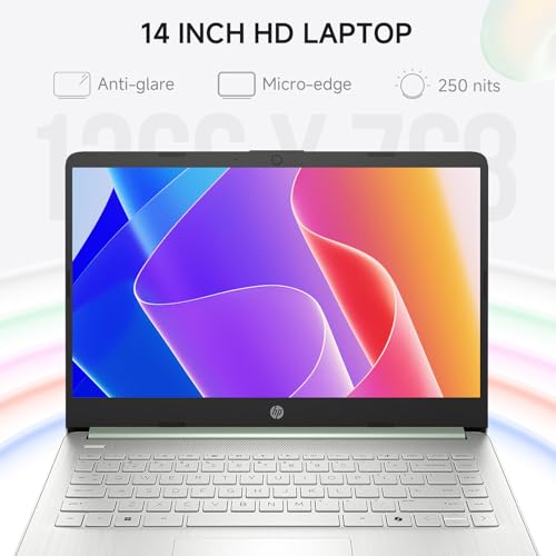 Image of HP 2026 14 inch Laptop Computer with Copilot AI, Intel N150, 16 GB RAM, 512 GB Storage(128GB UFS+256GB MSD+128GB UFD), 1-Year Office 365, WiFi 6, Ultra Light, Portable, Windows 11 Pro, Willow Green