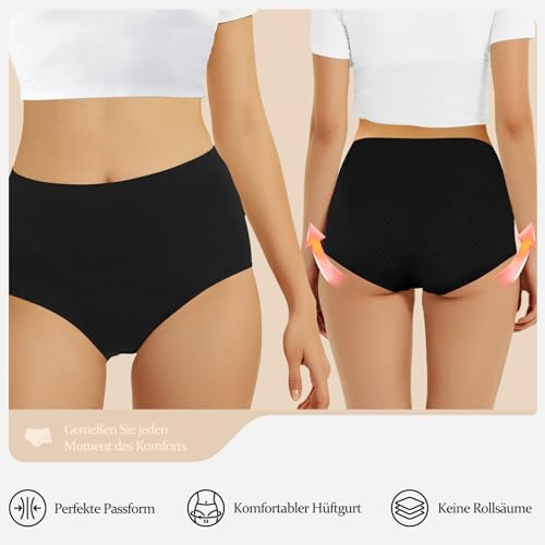 FALARY Unterhosen Damen Baumwolle Hohe Taille 5er Pack Stretch Atmungsaktiv Panties Weich Frauen Unterwäsche L Mehrfarbig-1 2