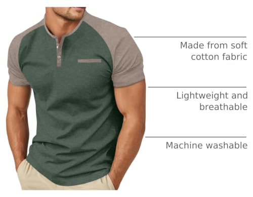 Image of Sailwind Men's Cotton Henley Short Sleeve Casual T-Shirts with Pocket