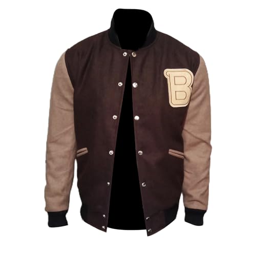 Hotline Miami Appealing Flight Bomber Varsity Jacket - Lightweight Brown Woolen Letterman Jacket for Men XS-3XL4