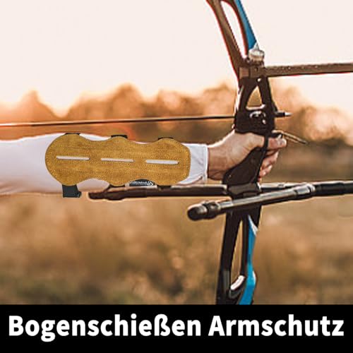 Unterarmschutz-Bogenschießen Armschutz aus Leder mit belüftetem Design, Schutzarmschutz mit verstellbaren elastischen Riemen und Schnellverschlüsse für Erwachsene und Kinder zum Schießen und Jagen