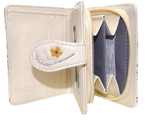 Shag Wear Mushroom Forest Small Wallet for Women and Teen Girls Vegan Faux Leather 4.5" Beige4