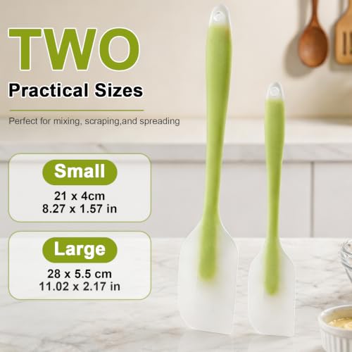 Image of 2Pcs Silicone Spatulas,Translucent Heat Resistant Flexible Non-stick Spatula,Food Grade Kitchen Essential Grip Gadgets Premium Scraper(Green,Mix)