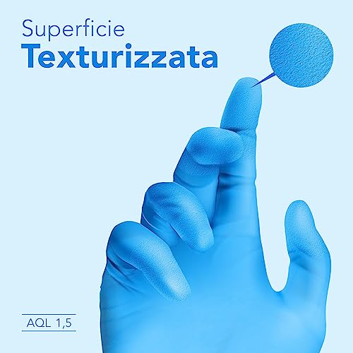 Guantes de nitrilo azul AIESI sin polvo con alta sensibilidad táctil 4