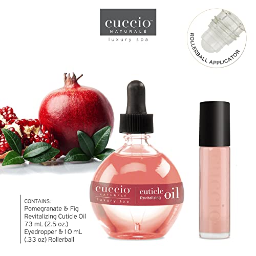 Cuccio Naturale Cuticle Revitalizing Oil Set - Provides Intense Hydration - Replenishes And Strengthens Nails - Promotes Healthy Skin - Easy To Use Rollerball Applicator - Pomegranate And Fig - 2 Pc #TOP2