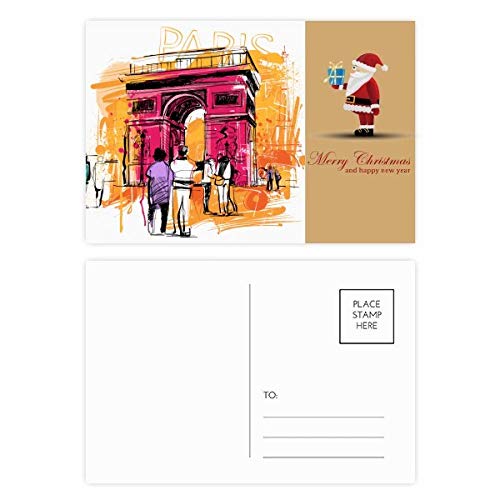 Cartes postales Triomphal Arch Paris France lot de 20 avec dessin à la main du Père Noël