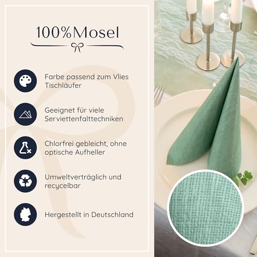 Serviettes vert eucalyptus 33x33 cm anti-déchirure décoration table fête 60 pcs - 5