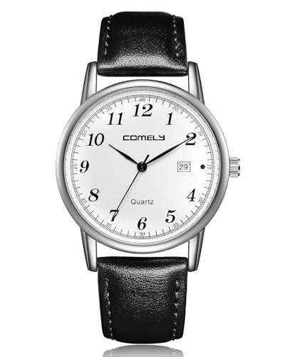 CIVO Watches for Men Military Black: Leather Strap Waterproof Analog Face - Sport Casual Date Wrist Watch