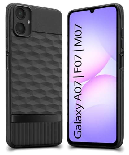 Image of WOW IMAGINE Back Cover for Samsung Galaxy M17e 5G | F70e 5G | M07 | F07 | A07 | A07 5G with Hexa Cube Design | Ultra Slim | Inner Velvet Fabric | Matte Flexible Mobile Case | Camera Protection - Black