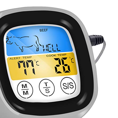 Termômetro digital de alimentos BESTONZON com tela sensível ao toque, churrasqueira, forno, defumado