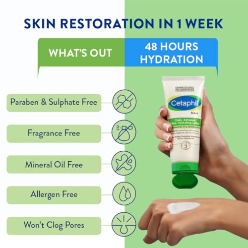 Cetaphil Dam Daily Advance Ultra Hydrating Lotion For Dry, Sensitive Skin| 30 G| Moisturizer With Shea Butter| Non-Greasy, Fragrance-Free| Paraben, Sulphate Free - Image 5