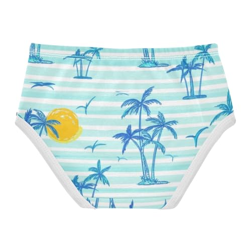 Cotton Girls Underwear Toddler Blue Palm Trees Panties Little Girl Pattern Briefs Kids Undies 2t2