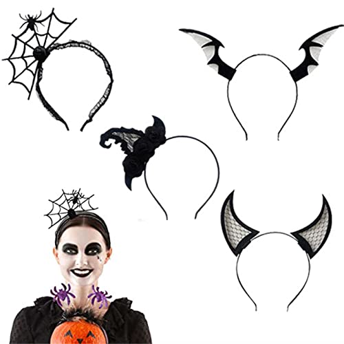 Gigesute 4 Diademas de Halloween, Diadema murciélago araña Halloween, para niñas, para Adultos, Cosplay, Diadema de Diablo Halloween, Festival Fantasmas, Disfraz, Fiesta Cosplay Cover
