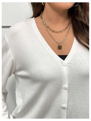 Image of SHENHE Women's Plus Size Button Down Cardigan V Neck Lightweight Loose Basic Cardigan Sweater White Large Plus