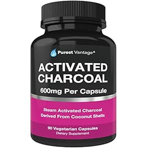 Pure Organic Activated Charcoal Capsules – 600mg per Capsule, 90 Veggie Cap Pills Used for Gas, Bloating, Teeth…