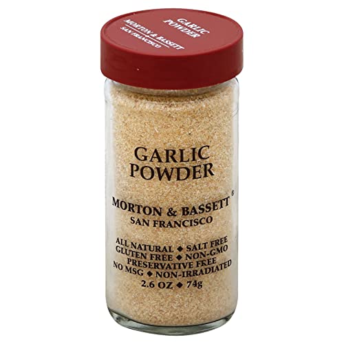Morton & Bassett Garlic Powder, 2.6oz – Salt-Free, Non-GMO, Spice for All Purpose Cooking