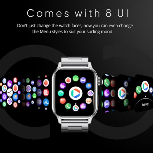 Fire-Boltt Rise Smart Watch 1.85″ with Bluetooth Calling, AI Voice Assistant, Rotating Crown, SpO2 & Heart Rate Monitor, 123 Sports Modes, IP67 Waterproof Metal Smartwatch for Men & Women - Silver