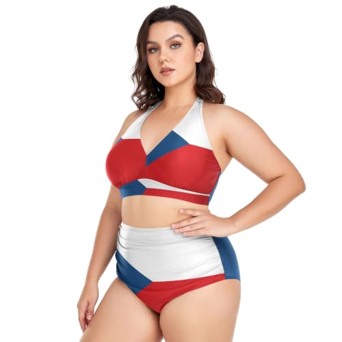Bikini grande taille drapeau tchèque de qualité supérieure dos nu chic - 2