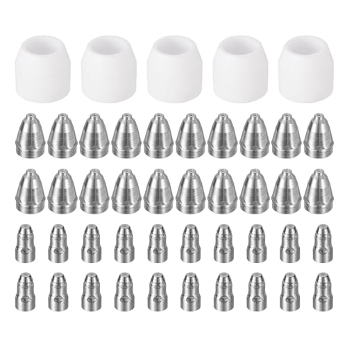 sourcing map 45pcs P80 Plasma Cutter Nozzle Electrodes and Shroud Cup Consumables Kit, 1.5mm Nozzle Tip