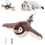 Shunfaji Jouet Interactif pour Chat, Jouet Oiseau pour Chat en Peluche, Réels Battements et Gazouillements comme Un Oiseau, Rechargeable (Sparrow B)