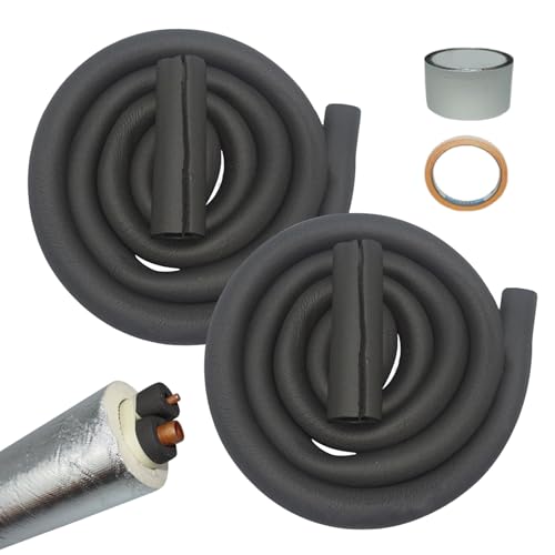 エアコンパイプ断熱材 | HVAC断熱ラップ、UV耐性サーマルスリーブプレカット長さ10フィート、厚さ0.35インチ、RV用幅木、冬、霜、雨どい、建物、屋根裏、ドラフトホーム用。
