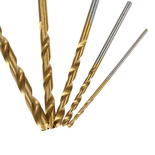 Gecheer 50 pcs HSS Chapeamento Titanium Torção Broca Set Sistema Métrico 1.0-3.0mm Aço De Alta Veloc